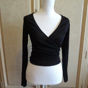 SOLD!!! Portmans Long Sleeve Black Mesh Wrap Top Size XS